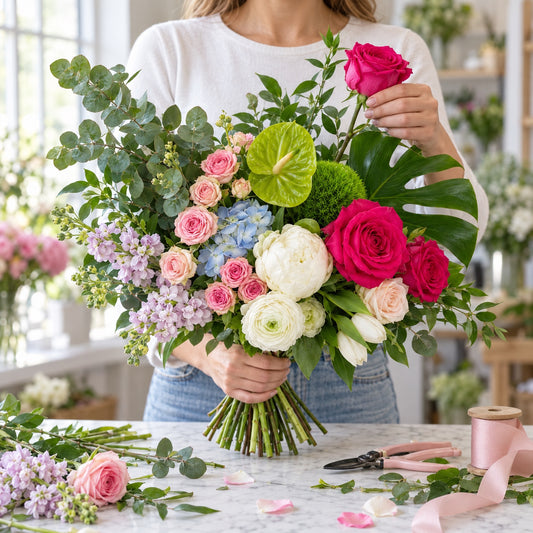 Designer's Choice bouquet, finished by hand by a Lelili florist