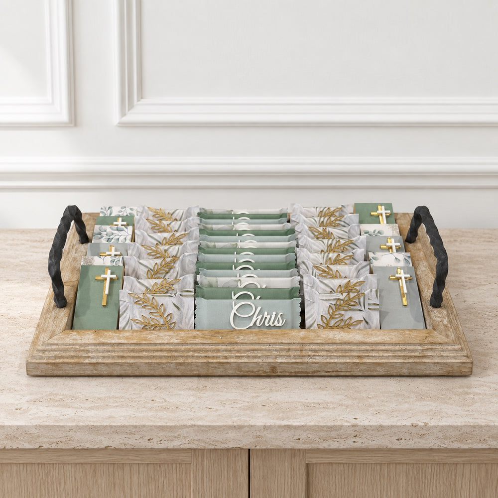 The Sage Blessing personalized chocolate tray, shown with the name Chris