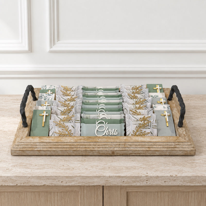 The Sage Blessing personalized chocolate tray, shown with the name Chris
